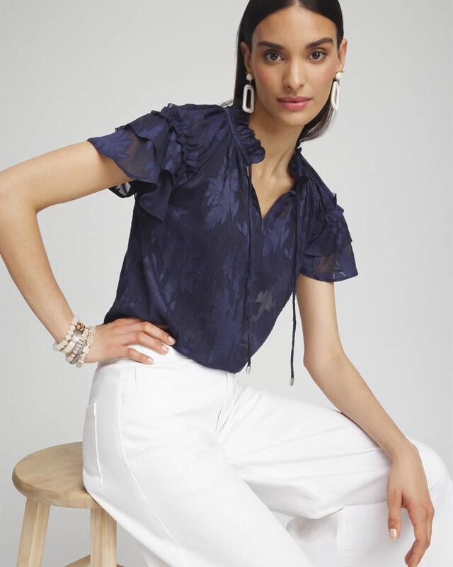 Chiffon Ruffle Neck Blouse - image 2